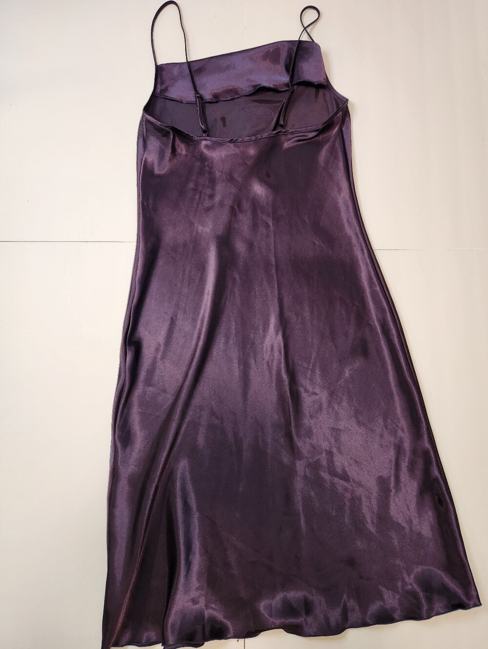 Purple Satin Slip Dress with Cowl Neck - Picture 2 of 3